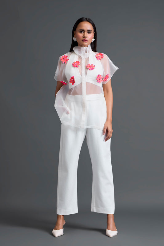 White Layered Halter Three-Piece Co-ord Set