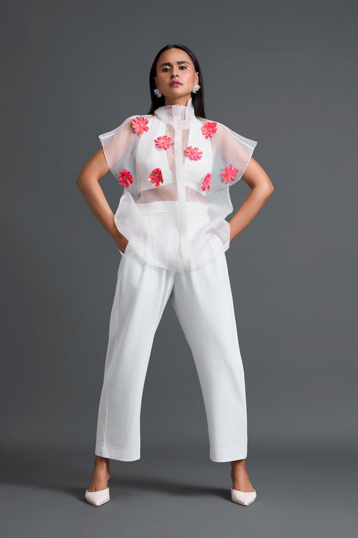 White Layered Halter Three-Piece Co-ord Set