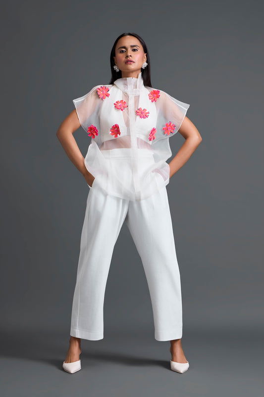 White Layered Halter Three-Piece Co-ord Set