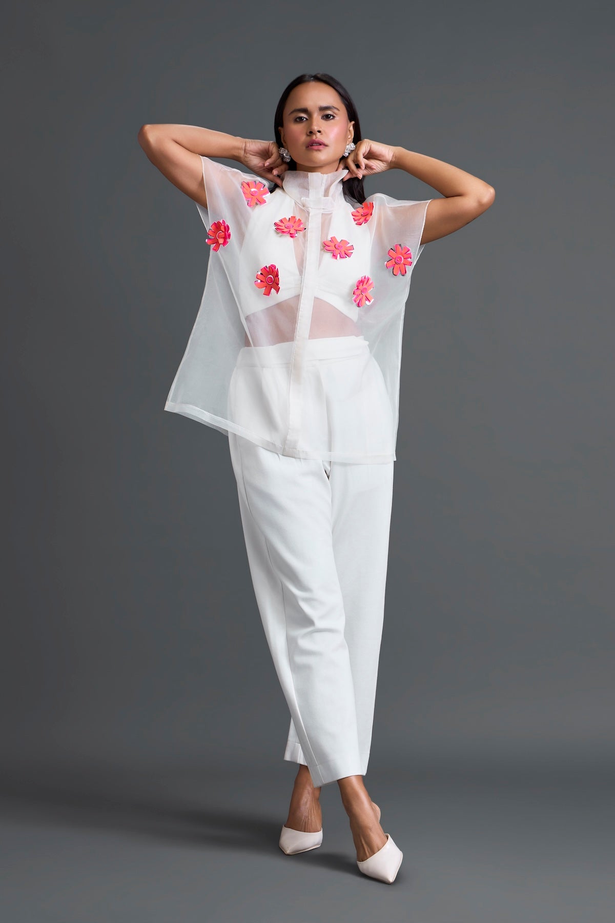 White Layered Halter Three-Piece Co-ord Set