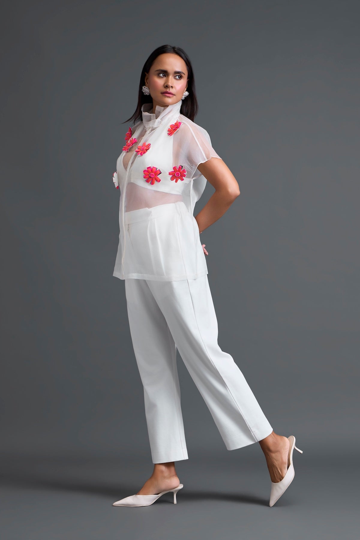 White Layered Organza Halter Top