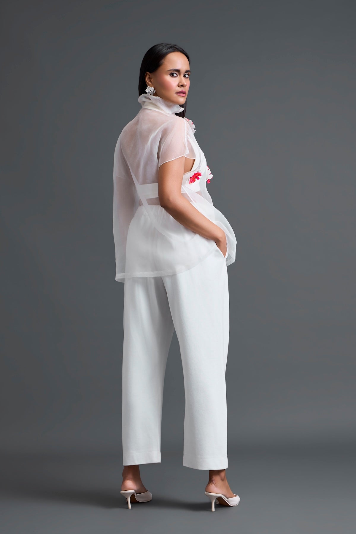 White Layered Halter Three-Piece Co-ord Set