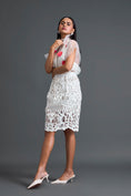 Load image into Gallery viewer, White Glossy Laser-Cut Pencil Skirt
