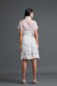 Load image into Gallery viewer, White Glossy Laser-Cut Pencil Skirt
