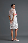 Load image into Gallery viewer, White Glossy Laser-Cut Pencil Skirt
