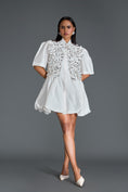 Load image into Gallery viewer, White 3D Floral Jacket and Taffeta Bubble Dress
