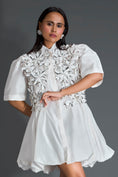 Load image into Gallery viewer, White 3D Floral Jacket and Taffeta Bubble Dress
