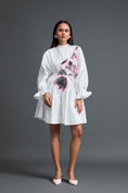 Load image into Gallery viewer, White Gathered Dress with Metallic Patch
