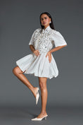 Load image into Gallery viewer, White 3D Floral Jacket and Taffeta Bubble Dress
