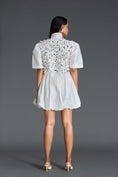 Load image into Gallery viewer, White 3D Floral Jacket and Taffeta Bubble Dress

