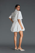 Load image into Gallery viewer, White 3D Floral Jacket and Taffeta Bubble Dress
