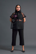 Load image into Gallery viewer, Black Halter Organza Shirt and Tailored Pants Set
