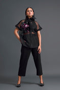 Load image into Gallery viewer, Black Halter Organza Shirt and Tailored Pants Set
