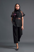 Load image into Gallery viewer, Black Halter Organza Shirt and Tailored Pants Set
