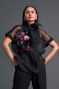 Load image into Gallery viewer, Black Halter Organza Shirt and Tailored Pants Set
