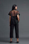 Load image into Gallery viewer, Black Halter Organza Shirt and Tailored Pants Set
