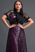 Load image into Gallery viewer, Black Halter Top and Geometric Laser-Cut Skirt Set
