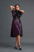 Load image into Gallery viewer, Black Halter Top and Geometric Laser-Cut Skirt Set
