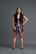 Load image into Gallery viewer, Black Floral Cropped Blazer and Laser-Cut Shorts Set
