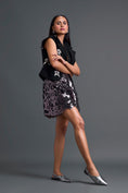 Load image into Gallery viewer, Black Floral Cropped Blazer and Laser-Cut Shorts Set
