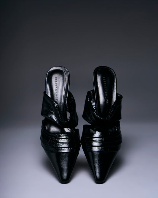 Obsidian Strap Pointed Mules