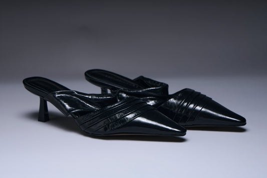 Obsidian Strap Pointed Mules