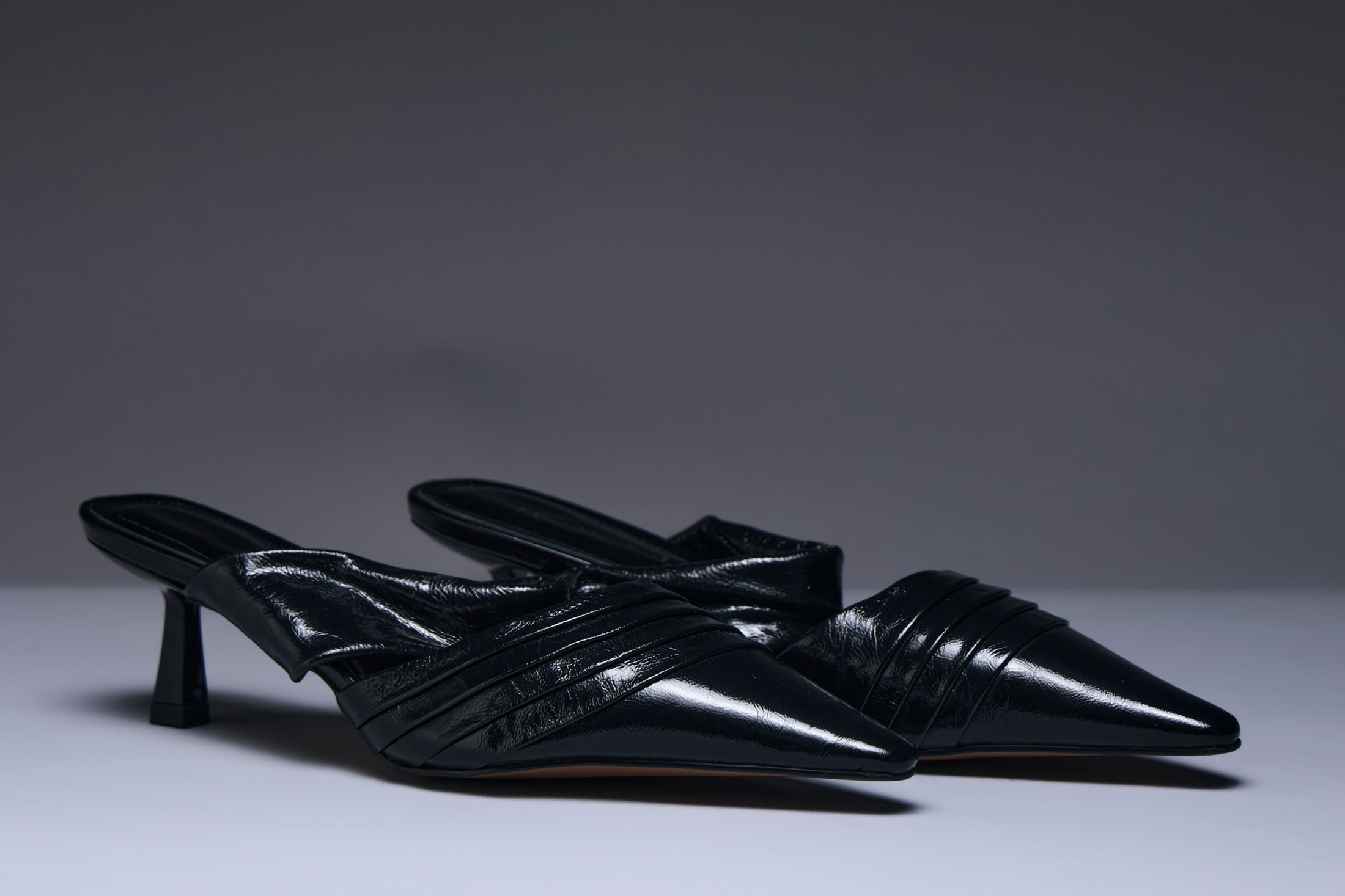 Obsidian Strap Pointed Mules