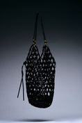Load image into Gallery viewer, Noir Lattice Beaded Bucket Bag
