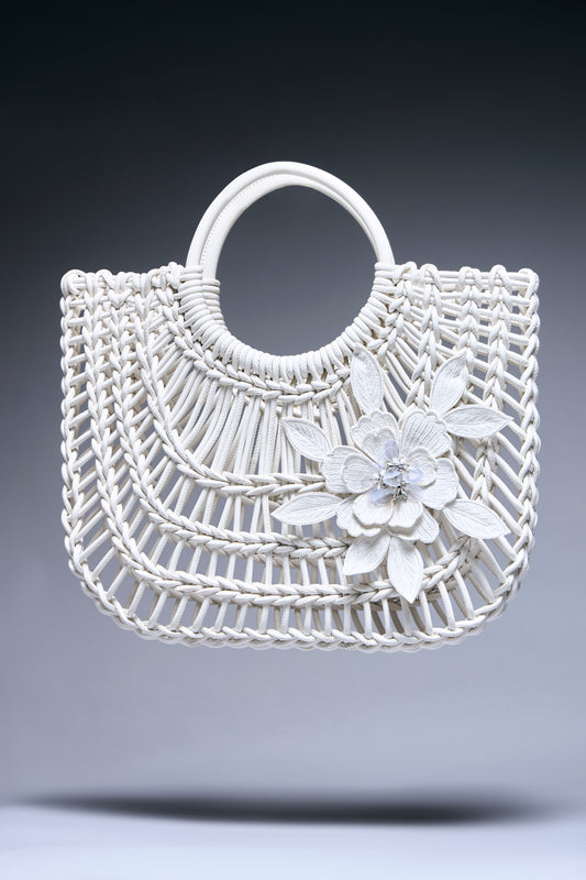 Flora Lattice Leather Tote