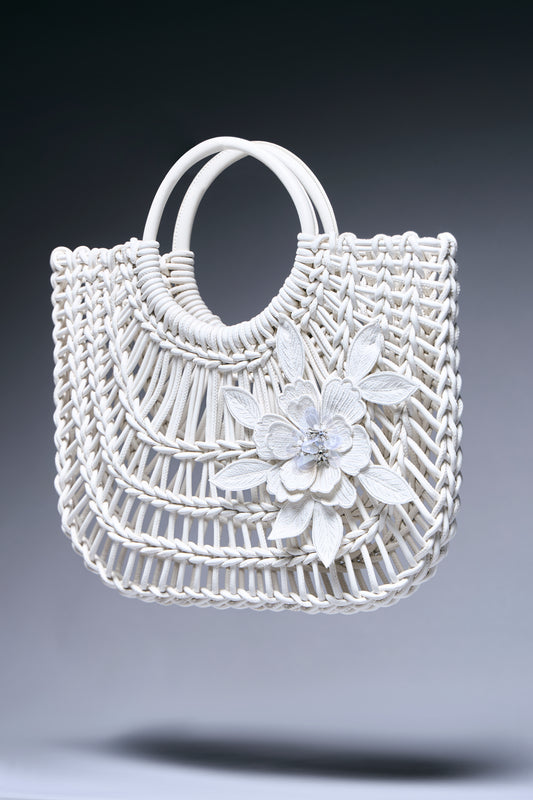 Flora Lattice Leather Tote