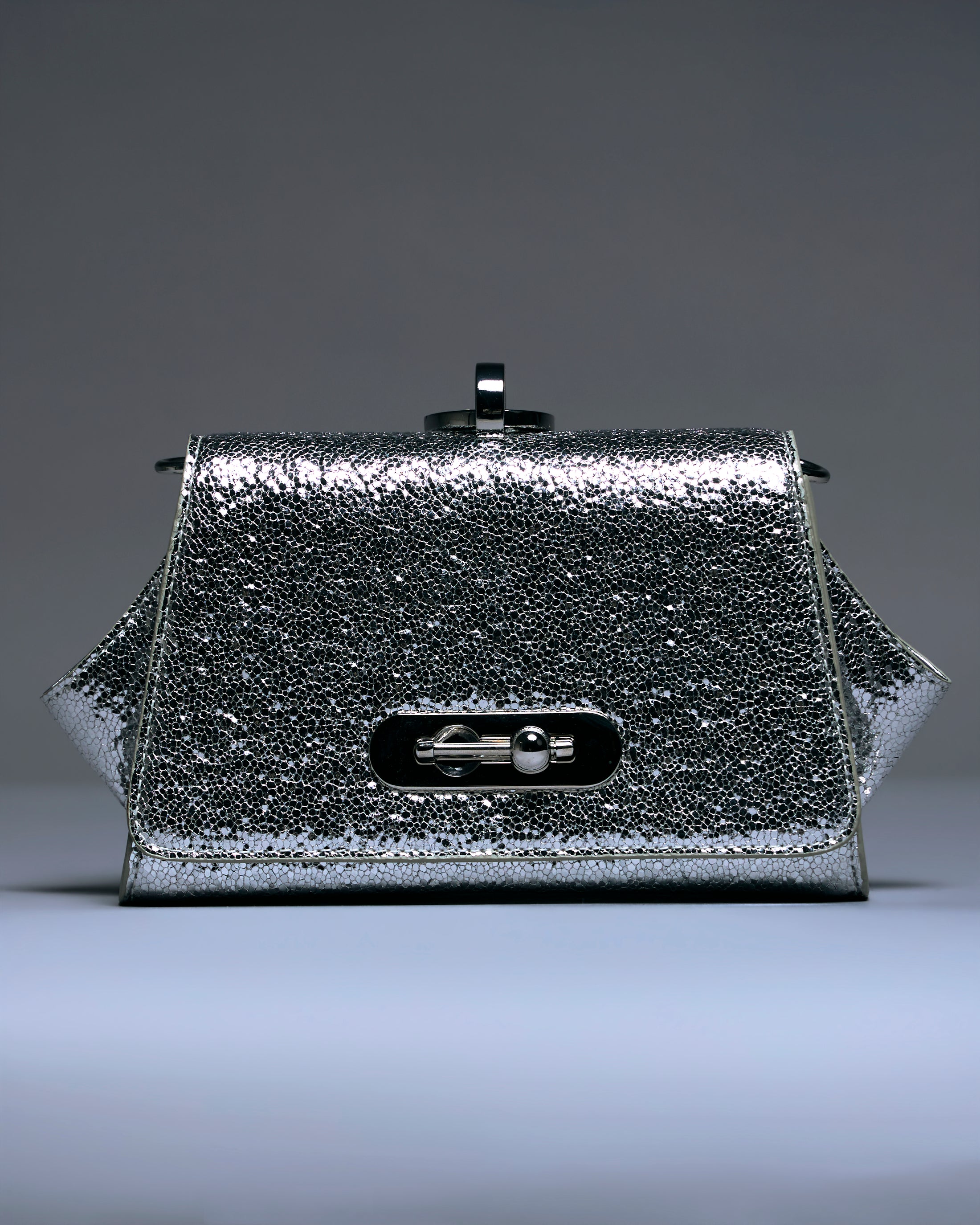 Celeste Silver Leather Clutch