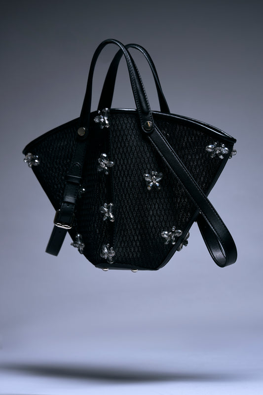 Midnight Crystal Embellished Tote