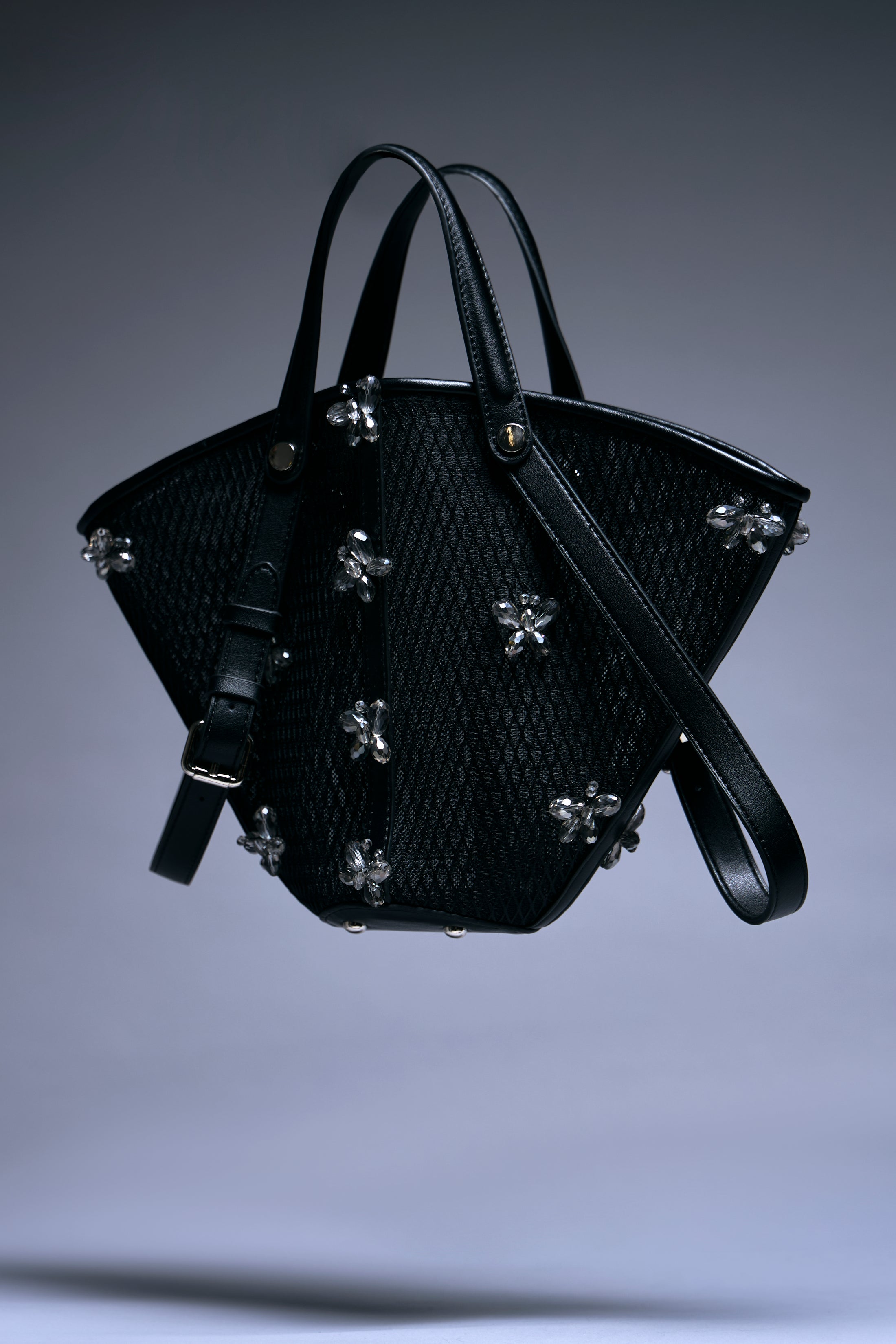 Midnight Crystal Embellished Tote