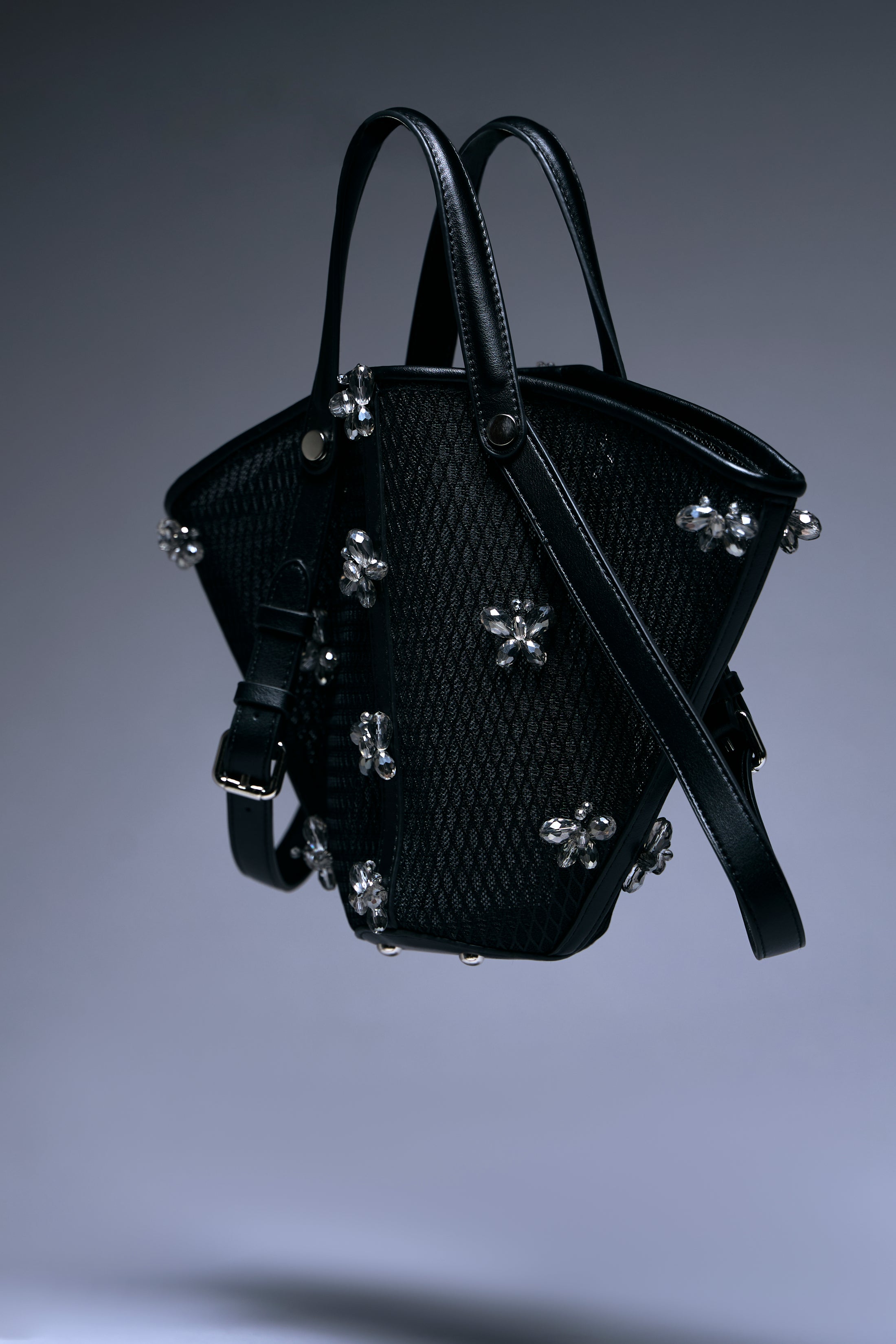 Midnight Crystal Embellished Tote
