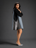Load image into Gallery viewer, Colourblock Tunic Dress In Cool Grey And Black With Metallic Silver Side Panels
