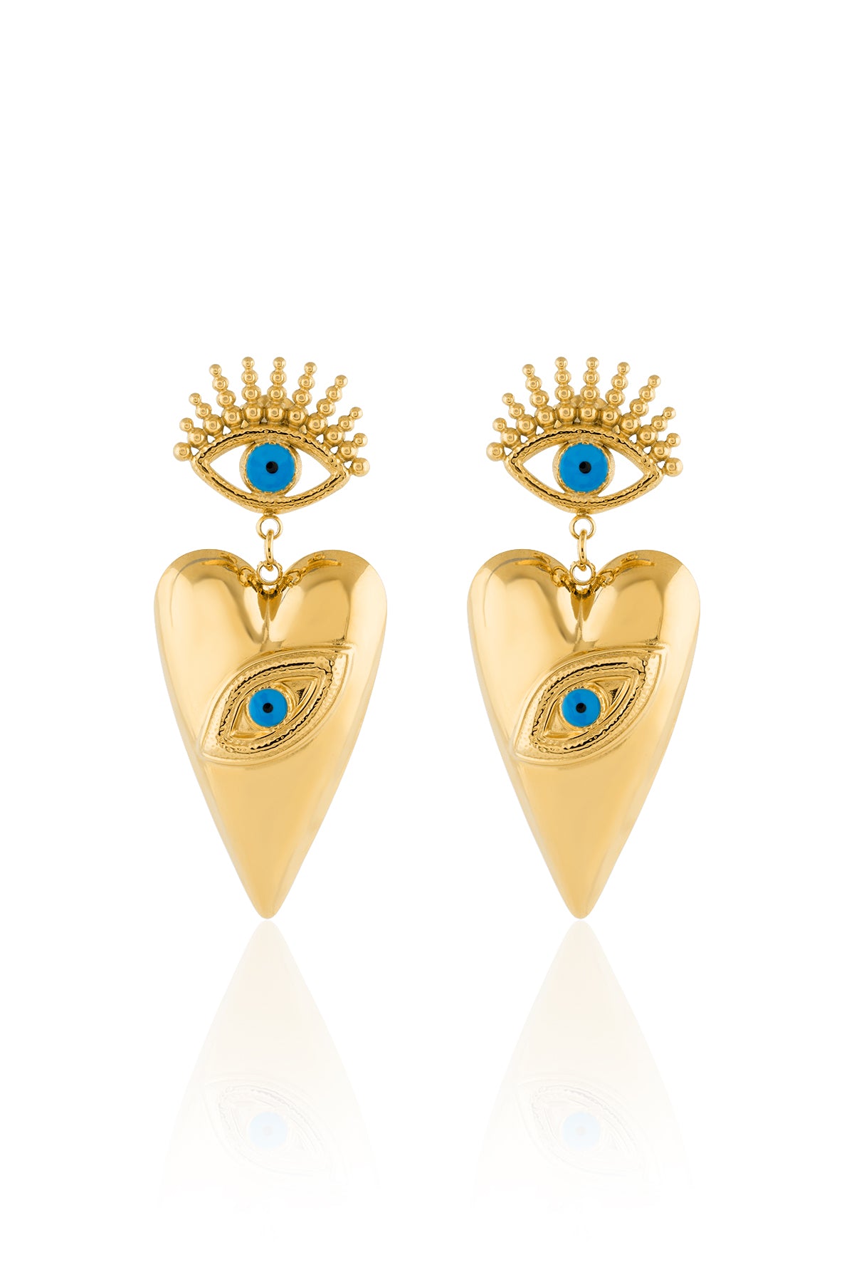 Evil Eye Heart Charm Earrings