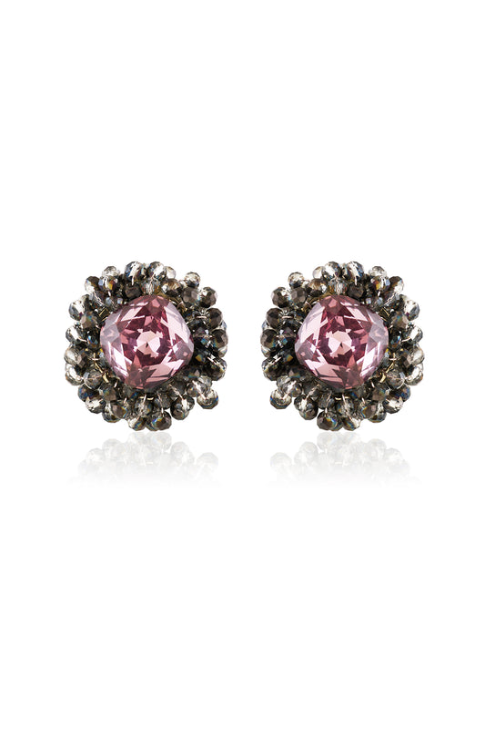 Rosy Gleam Cluster Earrings