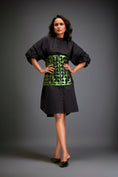 Load image into Gallery viewer, Shirtdress With Metallic Corset And Geometric Cutout Detailing
