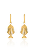 Load image into Gallery viewer, Golden Fishbone Charm Hoops
