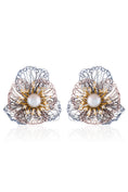 Load image into Gallery viewer, Mist Floral Pearl Studs

