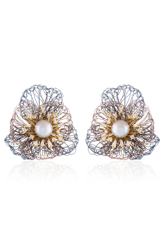 Mist Floral Pearl Studs