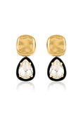 Load image into Gallery viewer, Black Halo Pear Studs
