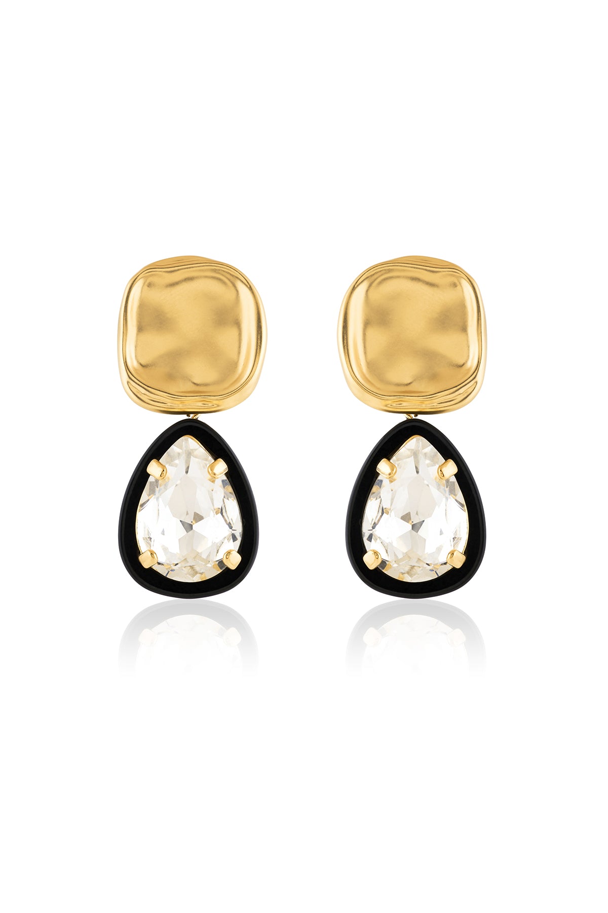 Black Halo Pear Studs