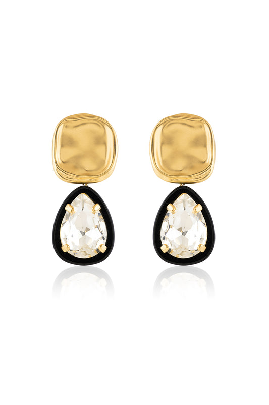 Black Halo Pear Studs
