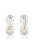 Load image into Gallery viewer, Sculpted Silver Hoops with Gold Drop
