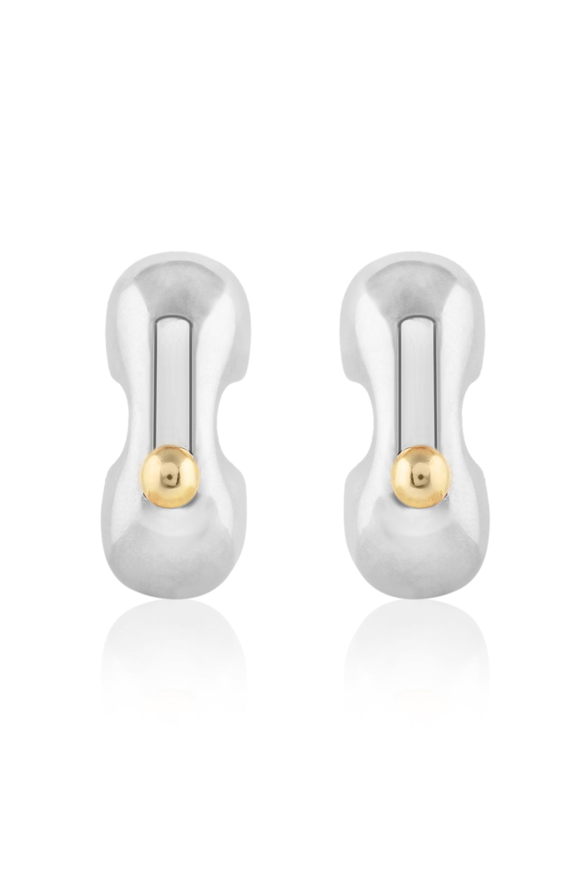 Sculpted Silver Hoops with Gold Drop
