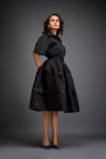 Load image into Gallery viewer, Collared Midi Dress With Belted Waist And Layered Floral Skirt
