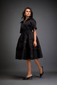 Load image into Gallery viewer, Collared Midi Dress With Belted Waist And Layered Floral Skirt
