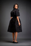 Load image into Gallery viewer, Collared Midi Dress With Belted Waist And Layered Floral Skirt
