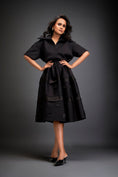 Load image into Gallery viewer, Collared Midi Dress With Belted Waist And Layered Floral Skirt
